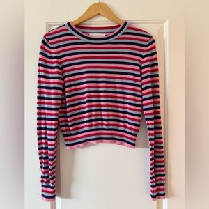 Spiritual Gangster Striped Long Sleeve Crop Top- size small